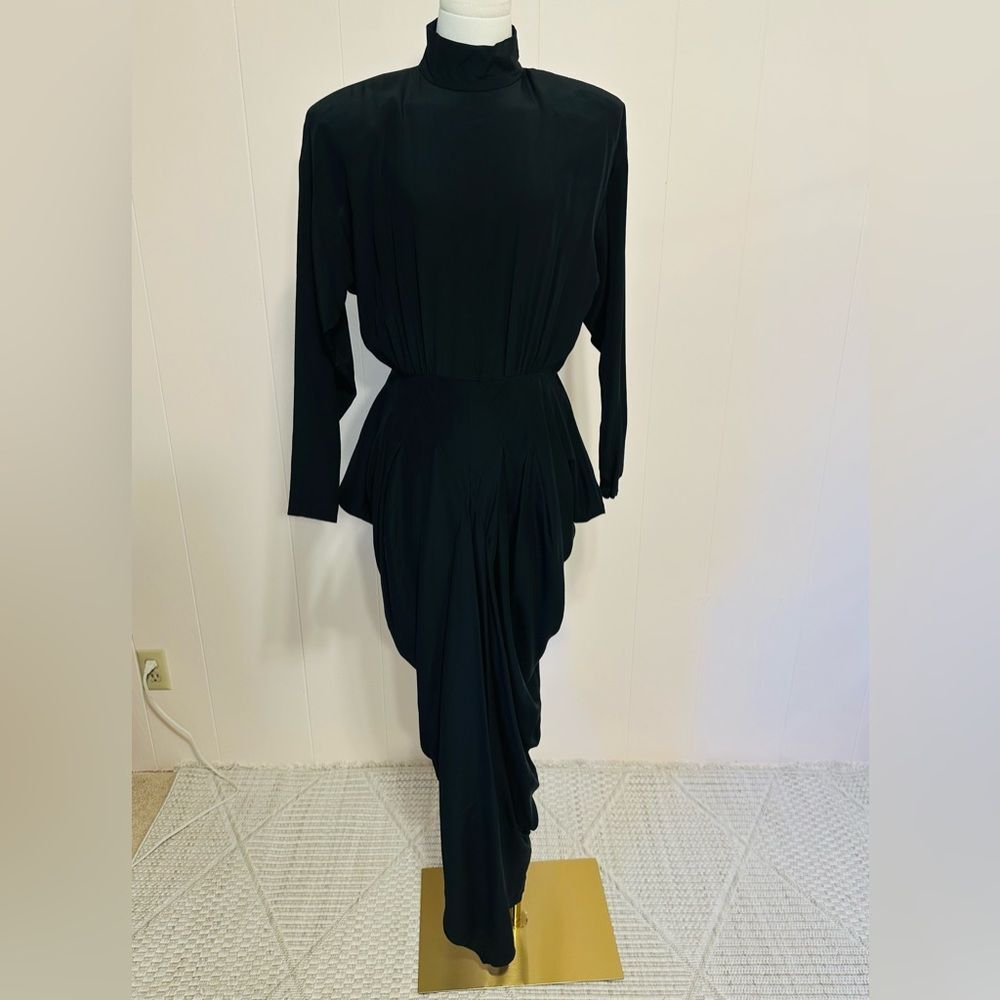 Vintage Ann Tjian for Kenar 2 100% silk black jumpsuit. NO size tag